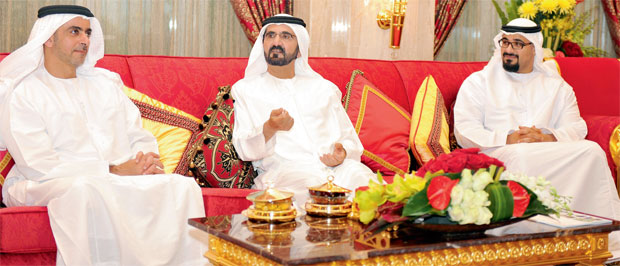 Sheikh Mohammed receives Sheikh Saif & Security Officers